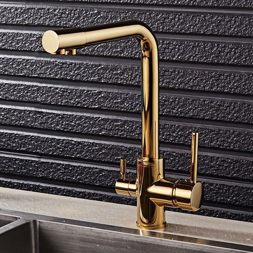 MIRODEMI® Golden Brass Purified Water Kitchen Faucet and Pure Water Filter Mixer Tap image | luxury furniture | home decor