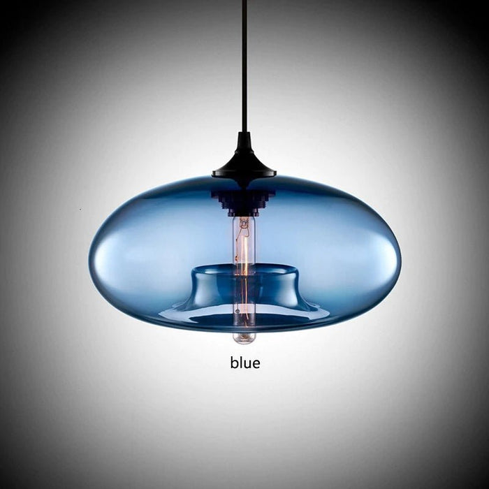 MIRODEMI® Modern hanging loft Glass lustre Pendant Lamp for restaurant, bar, kitchen Blue