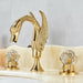 MIRODEMI® Gold Swan Basin Faucet Luxury Deck Mounted Dual Crystal Handle Mixer Tap Golden