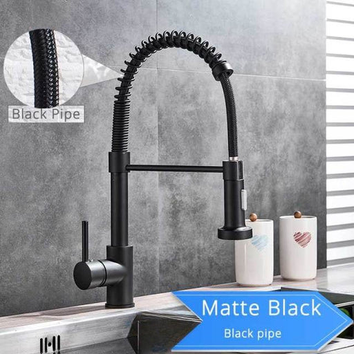 MIRODEMI® Black/Brushed Nickel Kitchen Faucet Deck Mounted Mixer Tap 360 Degree Rotation Black