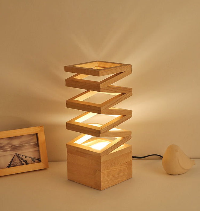 MIRODEMI® Modern LED Table Lamp of Wood in the Shape of Vase for Living Room image | luxury lighting | wooden table lamps