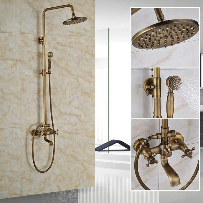MIRODEMI® Bronze Rainfall Shower Mixer Faucet Wall Mounted System With Handshower