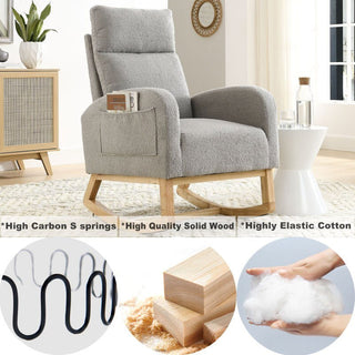 Accent High Backrest Lounge Arm Rocking Chair with Two Side Pocket