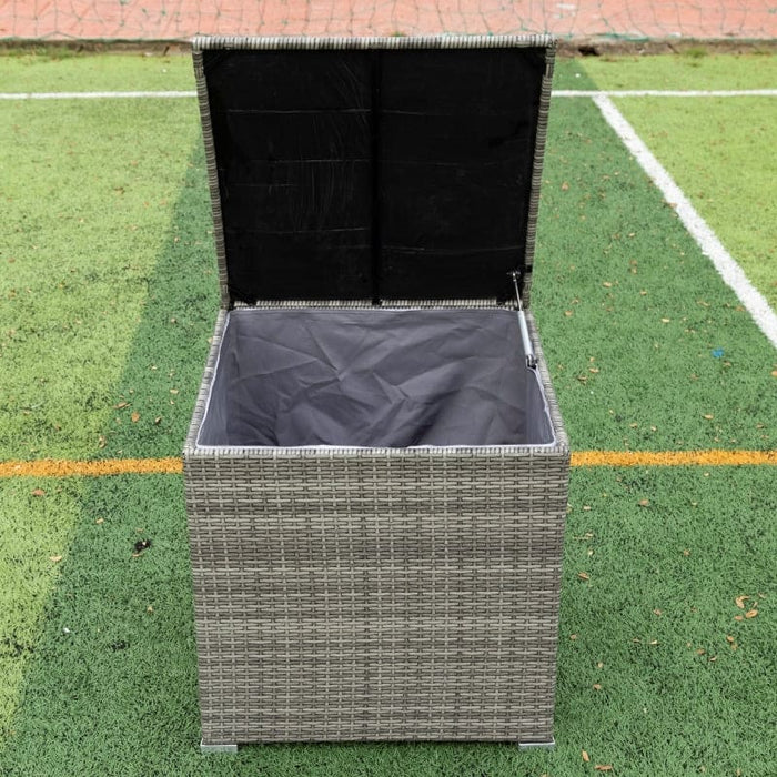 Wicker Rattan 4-Piece Patio Set with Grey Storage Box