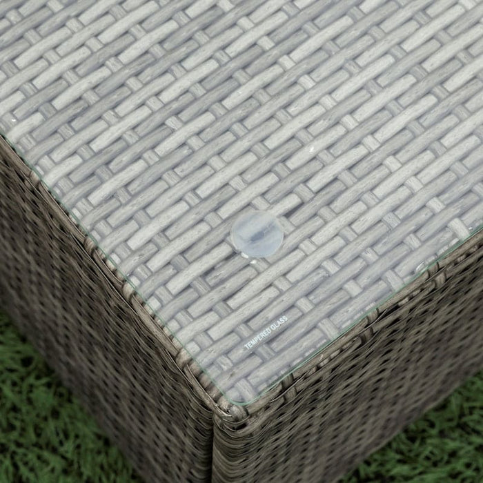 Wicker Rattan 4-Piece Patio Set with Grey Storage Box