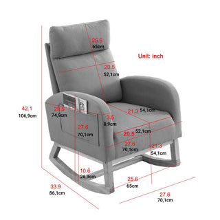 Accent High Backrest Lounge Arm Rocking Chair with Two Side Pocket