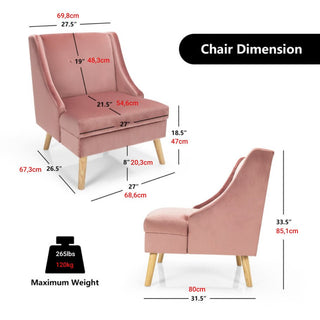 Velvet accent chair, velvet with rubber wood legs, ideal for the living room
