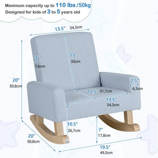 Light Blue Kids Rocking Chair with Solid Wood Legs