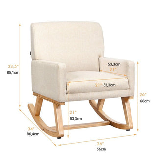 Upholstered Rocking Chair with and Solid Wood Base