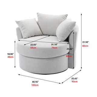 Accent chair in linen and polyester with metal base, modern design