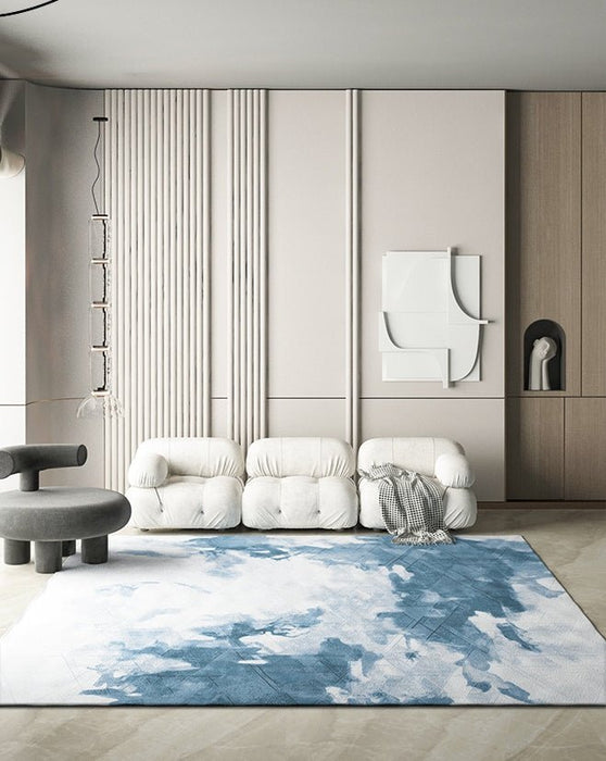 Blue/Grey/Beige Fluffy Rectangle Area Carpet 3'3"х5'3" (100х160cm) / 7