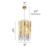 MIRODEMI® Suspension gold/chrome chandelier polished steel 1-gold lamp / Warm light (3000K)