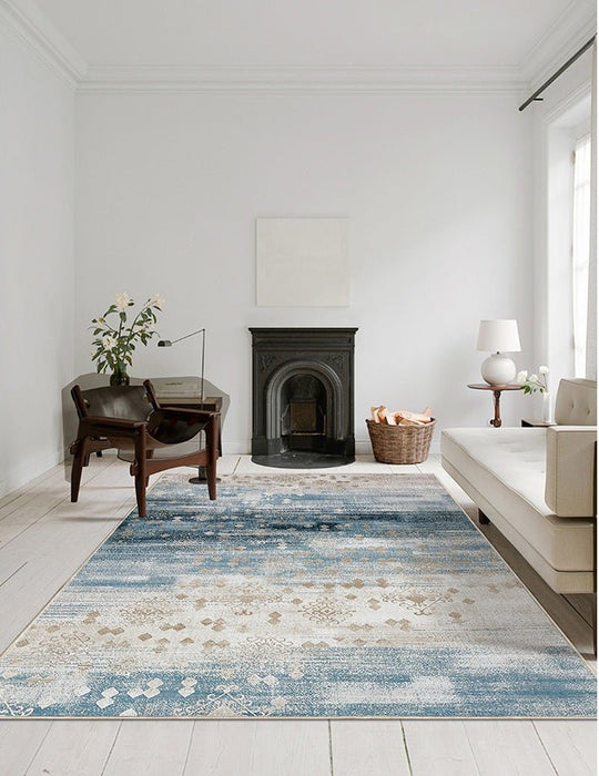 Blue/Grey/Beige Fluffy Rectangle Area Carpet 3'3"х5'3" (100х160cm) / 5