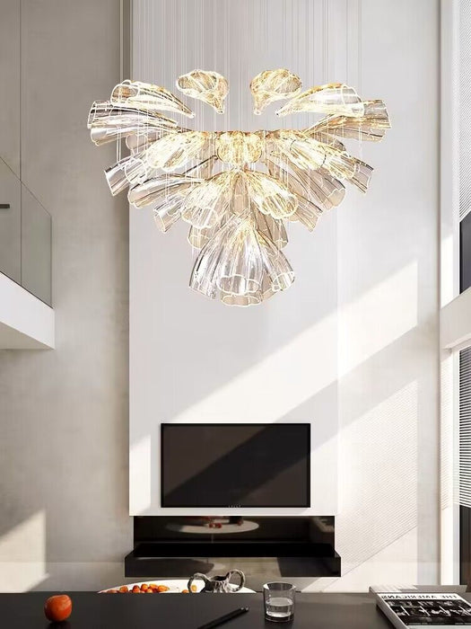 MIRODEMI® Glass LED Hanging Chandelier in Creative Design for Living Room, Dining Room Cool Light, Dimmable / Silver / Dia27.6xH23.6" / Dia70.0xH60.0cm
