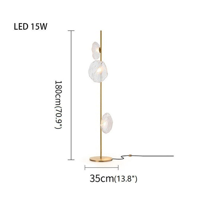MIRODEMI® Artistic Cloud Glass LED Floor and Table Lamp Warm light / Clear-Gold / 3 Lights - H70.9"