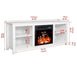 White TV Cabinet with Electric Fireplace and Heater Remote Control Set
