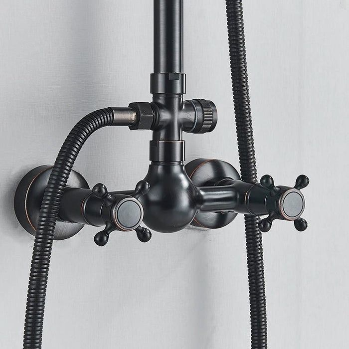 MIRODEMI® Black Bathroom Rainfall Shower Mixer Faucet Dual Handle Handshower