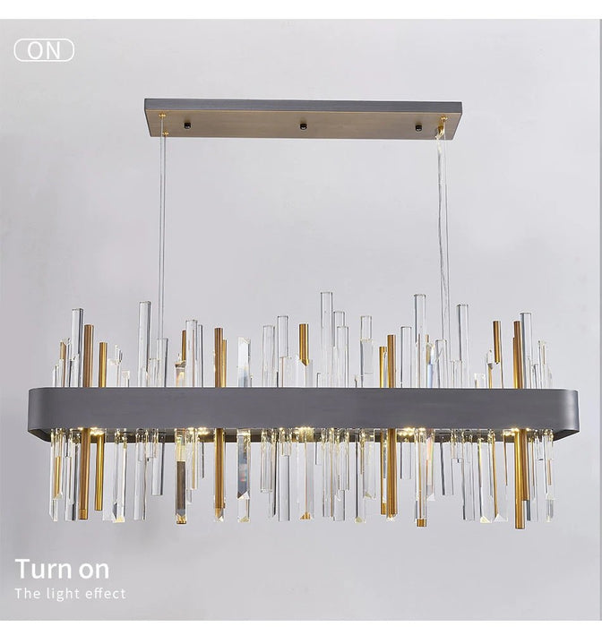 MIRODEMI® Gold/black rectangle crystal chandelier for dining room, kitchen island image | luxury lighting | home decoration