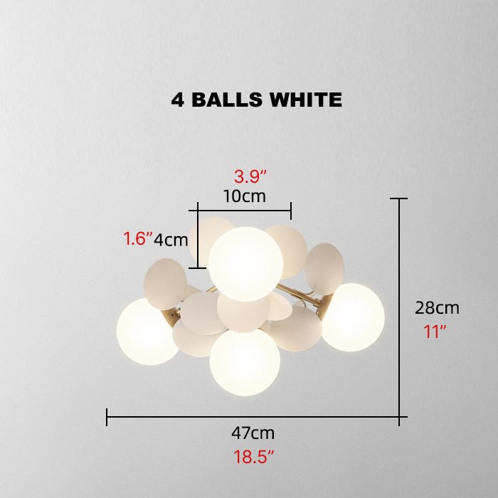 MIRODEMI® Creative Flower Branch LED Ceiling Lamp for Bedroom, Living Room, Corridor White / 4 ball
