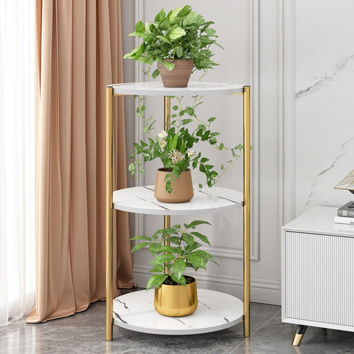 Round Nordic Luxury Multi-Storey Plant Stand White (3 Shelves) / Dia11.8xH35.4" / Dia30.0xH90.0cm
