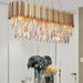 MIRODEMI® Rectangle gold modern chandelier for dining room 31.5” / Warm light (3000K)