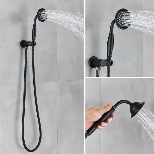 MIRODEMI® Black Wall Mounted Shower Faucet Rainfall Hot Cold Water Mixer Tap System