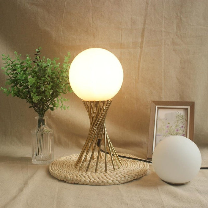 MIRODEMI® Nordic Metal Living Room Decor Glass Ball LED Table Lamp Warm light
