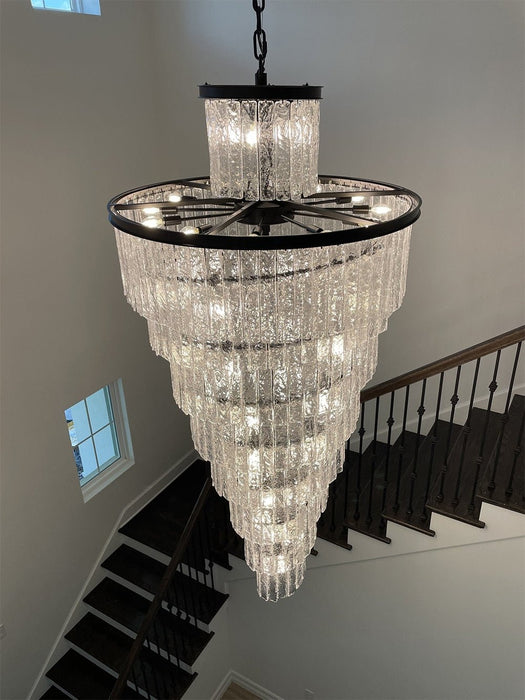 MIRODEMI® Luxury Frosted Glass Long Black Chandelier For Staircase, Living room, Stairwell