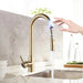 MIRODEMI® Gold/Black Smart Touch Kitchen Faucet Poll Out Sensor 360 Rotation Crane Gold Sense