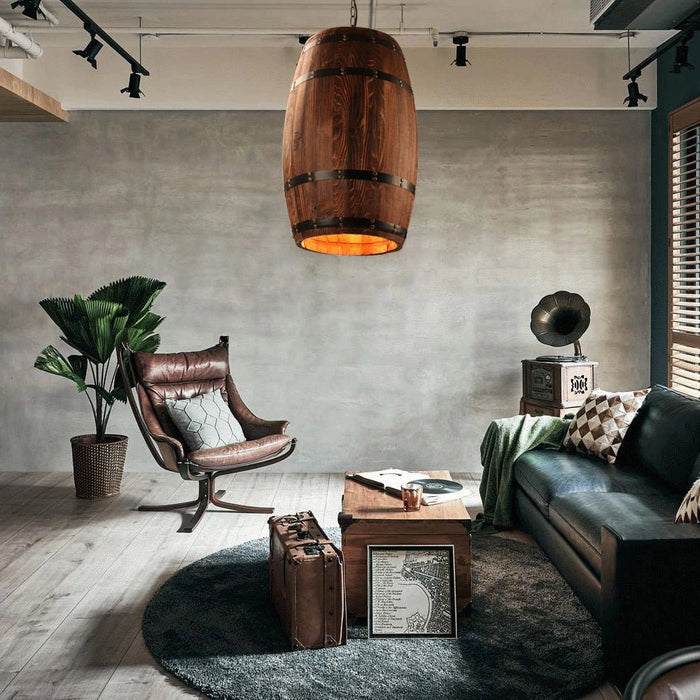 MIRODEMI® American modern nature loft wood Wine barrel hanging vintage pendant lights for restaurant, cafe, bar