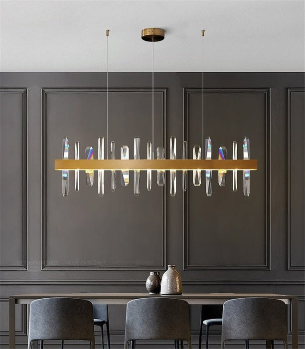 MIRODEMI® Rectangle Gold Chandelier Crystal Chandelier for living room, dining room