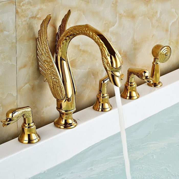 MIRODEMI® Golden Swan Deck Mounted Bathtub Faucet C