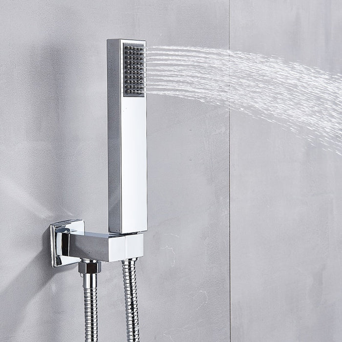 MIRODEMI® Chrome Thermostatic Shower Head Concealed Install Bathroom Rainfall Faucet