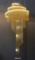 Mirodemi® Toudon | Outstanding Silver/Gold Long Chain Chandelier Dia39.4*H66.9" / Warm light / Gold