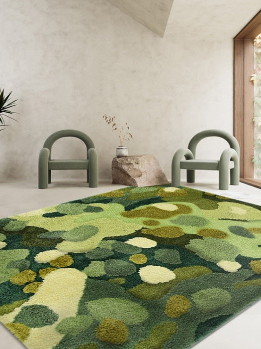 Moss feeling 3D Tufting area rug in green color 4'7"x6'6" (140x200cm)