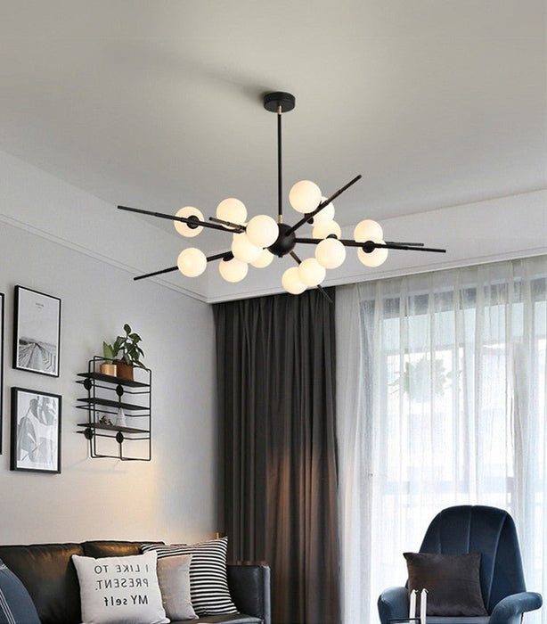 MIRODEMI® Glass Ball Pendant Luxury LED Chandelier for Living room, Bedroom, Dining room Cool light / Black / 12 heads