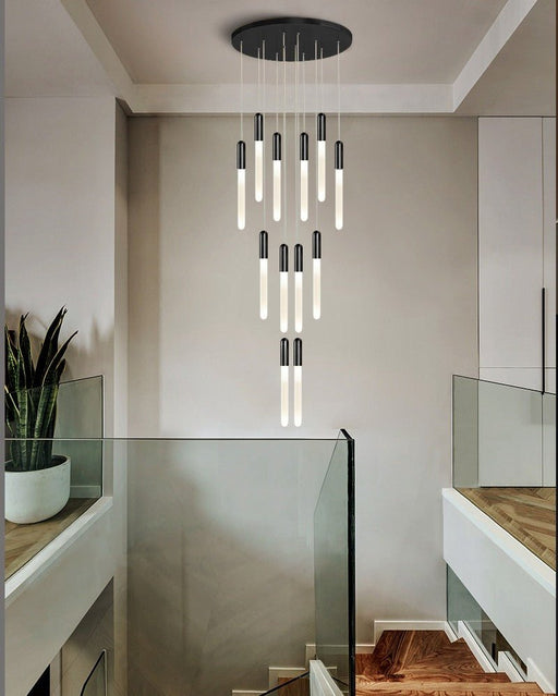 MIRODEMI® Gold/Black Long Hanging LED Chandelier for Staircase, Hallway, Lobby, Loft image | luxury lighting | home decor