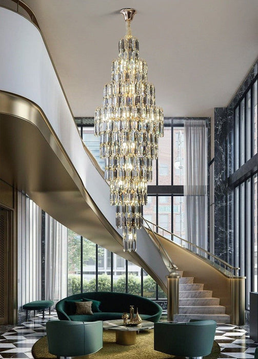 MIRODEMI® Crystal Luxury High-end Spiral Staircase Long Chandelier for Lobby, Stairwell White light / Dia19.7*H53.1"