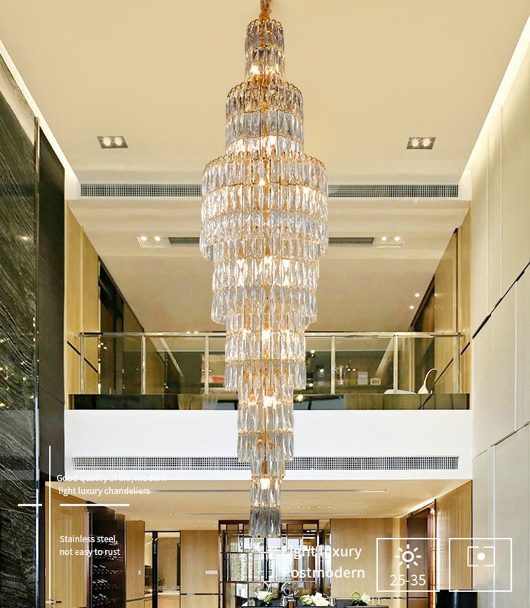 New Luxury Crystal Long LED Staircase Chandelier For Living Room, Hotel ...