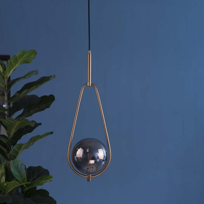 MIRODEMI® Nordic Pendant Lamp with Water Drop Smoky Gray Glass Ball for Bedroom