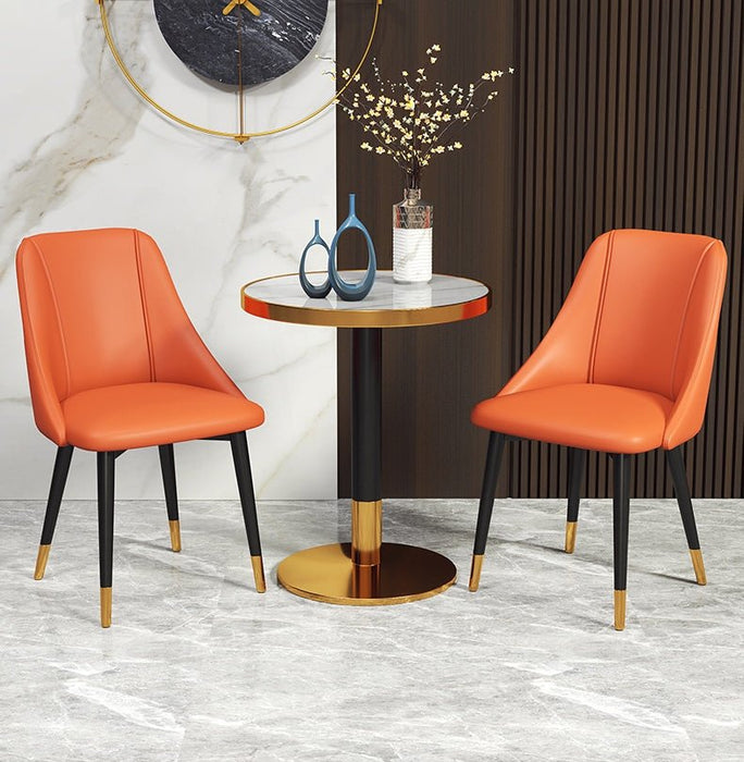 Nordic Iron Desk Stool Dining Chair Orange+Black legs