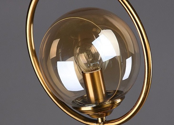 MIRODEMI® Nordic Glass Ball Brass Metal Ring Bedside Table Lamp