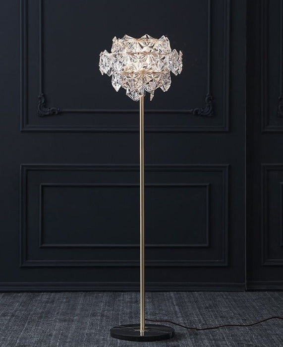 MIRODEMI® Nordic Luxury Copper Crystal Marble LED Floor Lamp Warm light / Black base