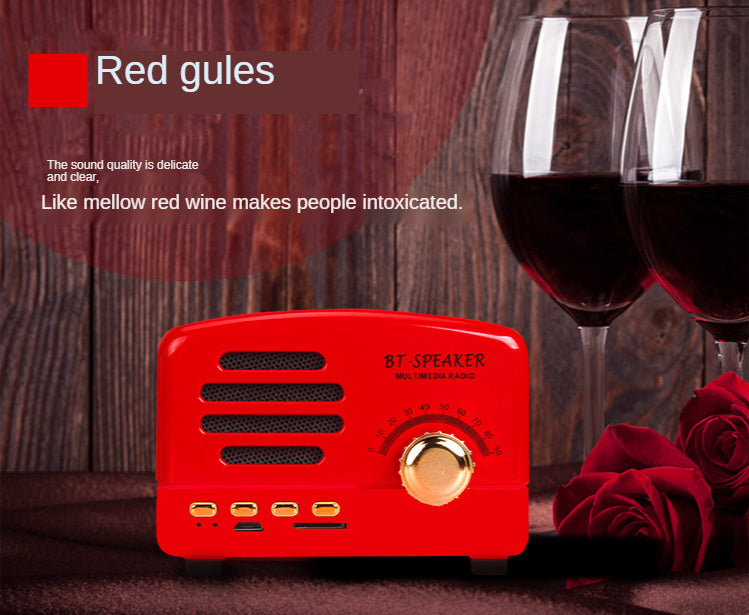 Mini Retro Bluetooth Speaker (MP3) W3.7*D2.4*H2.8" / Red