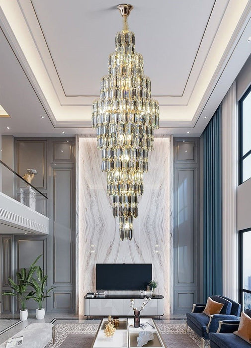 MIRODEMI® Crystal Luxury High-end Spiral Staircase Long Chandelier for Lobby, Stairwell White light / Dia15.8*H47.2"