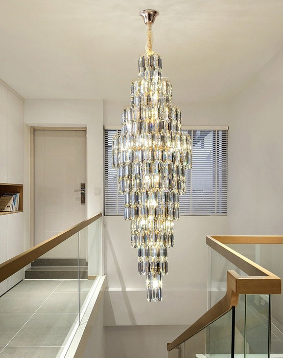 MIRODEMI® Crystal Luxury High-end Spiral Staircase Long Chandelier for Lobby, Stairwell White light / Dia23.6*H68.9"