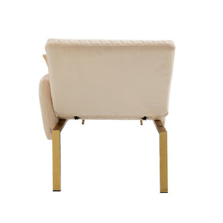 Tufted lounger accent sofa, velvet with metal legs, ideal for the living room