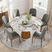 Sintered Stone Tabletop Dining Table with Lazy Susan and Solid Wood Base