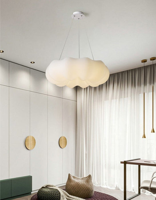 MIRODEMI® Cloud Pumpkin Shaped Drum Pendant Lamp for Children's Room Changeable / B / Dia45.0xH15.0cm / Dia17.7xH5.9"