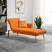 Tufted Lounger Accent Sofa with Cushions and Polished Metal Legs Orange